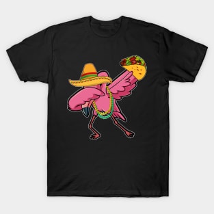 Funny Flamingo Dabbing Taco Cinco De Mayo T-Shirt